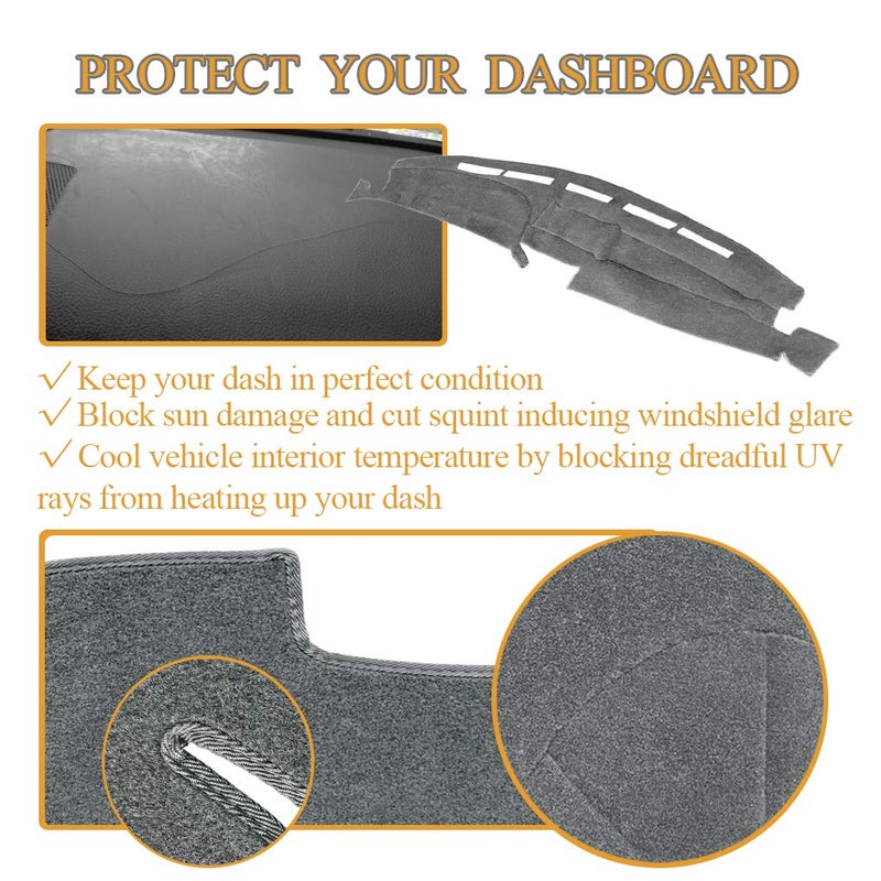 AKMOTOR Dash Cover Mat Custom Fit for Ford F150 F250 F350 Pickup Truck 1992 1993 1994 1995 1996,Dashboard Cover Pad Carpet (Dark Gray) J20 - Image 4